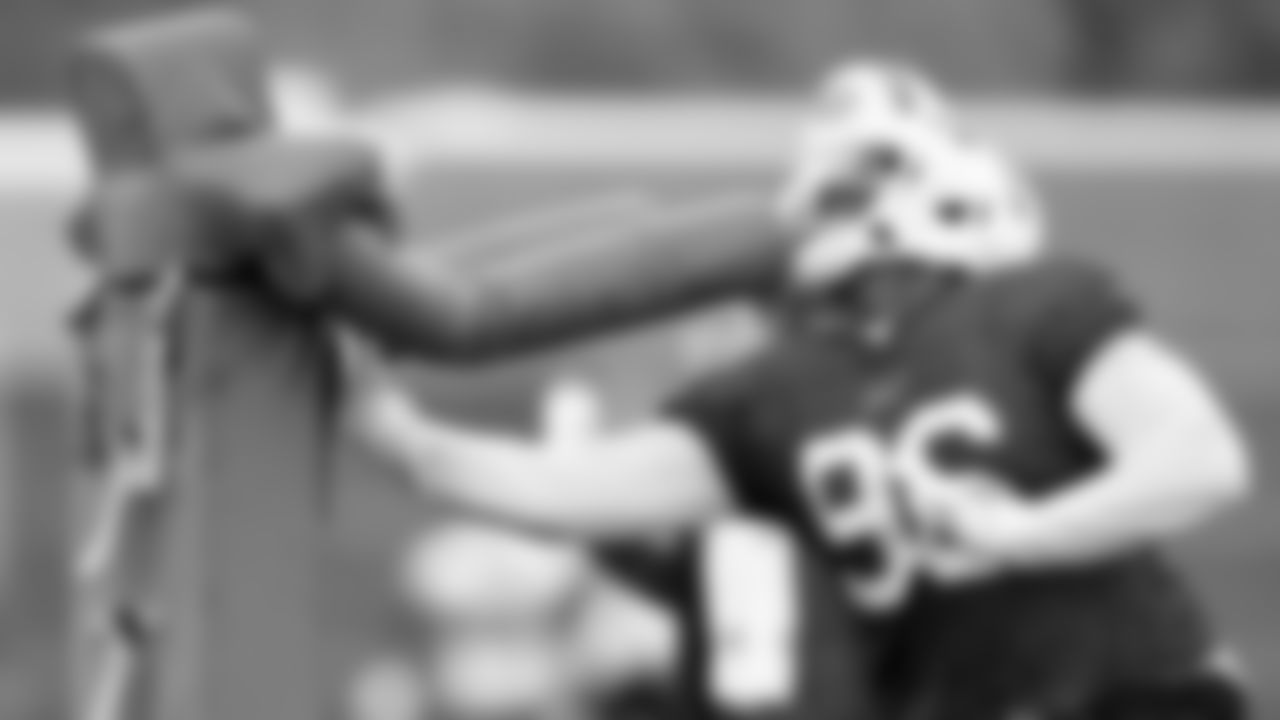 Boogie Basham (96). Buffalo Bills Week 6 practice, October 15, 2021. Photo by Ben Green