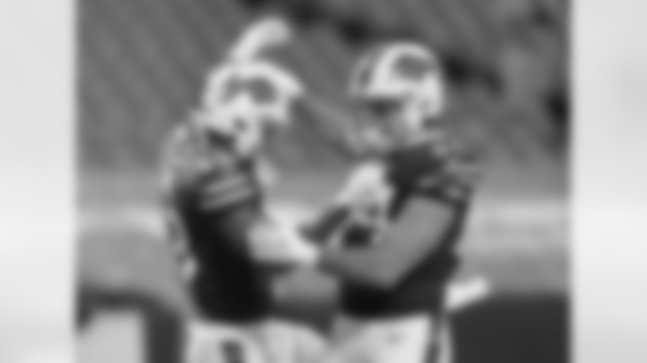 Gabriel Davis (13) celebrates his touchdown with Nate Becker (84) Buffalo Bills vs Miami Dolphins at Bills Stadium on January 3, 2021.
Photo by Craig Melvin