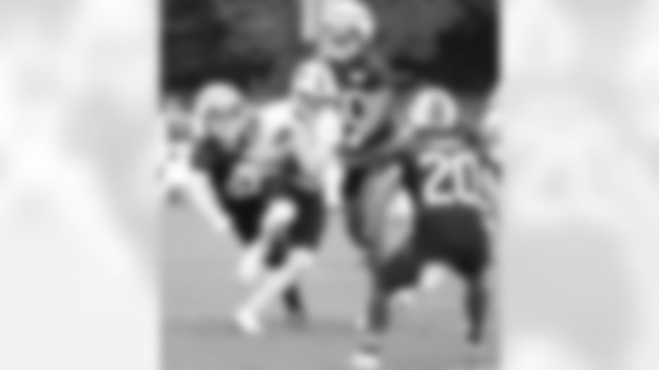 Terrel Bernard (43), Dawson Knox (88), Greg Rousseau (50), Taylor Rapp (20). Buffalo Bills Training Camp at St. John Fisher University, July 27, 2023.