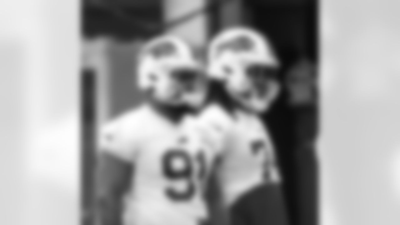 Ed Oliver (91), Brandin Bryant (74). Buffalo Bills Wild Card Playoff practice - Wednesday, January 6, 2021. Photo by Bill Wippert