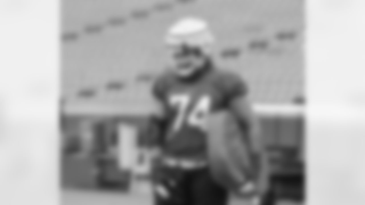 Cody Ford (74). Buffalo Bills Week 17 practice, December 30, 2021. Photo by Bill Wippert