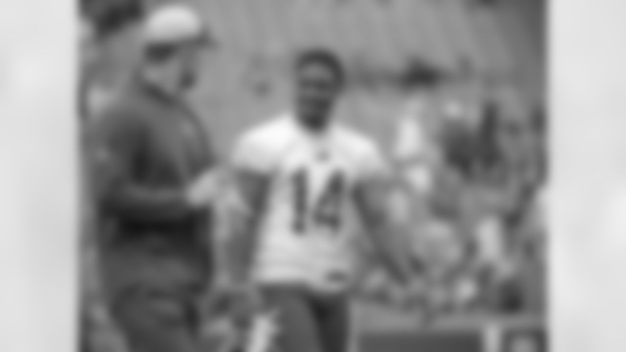 Will Greenberg, Stefon Diggs (14). Buffalo Bills Training Camp at Highmark Stadium, September 1, 2021. Photo by Bill Wippert
