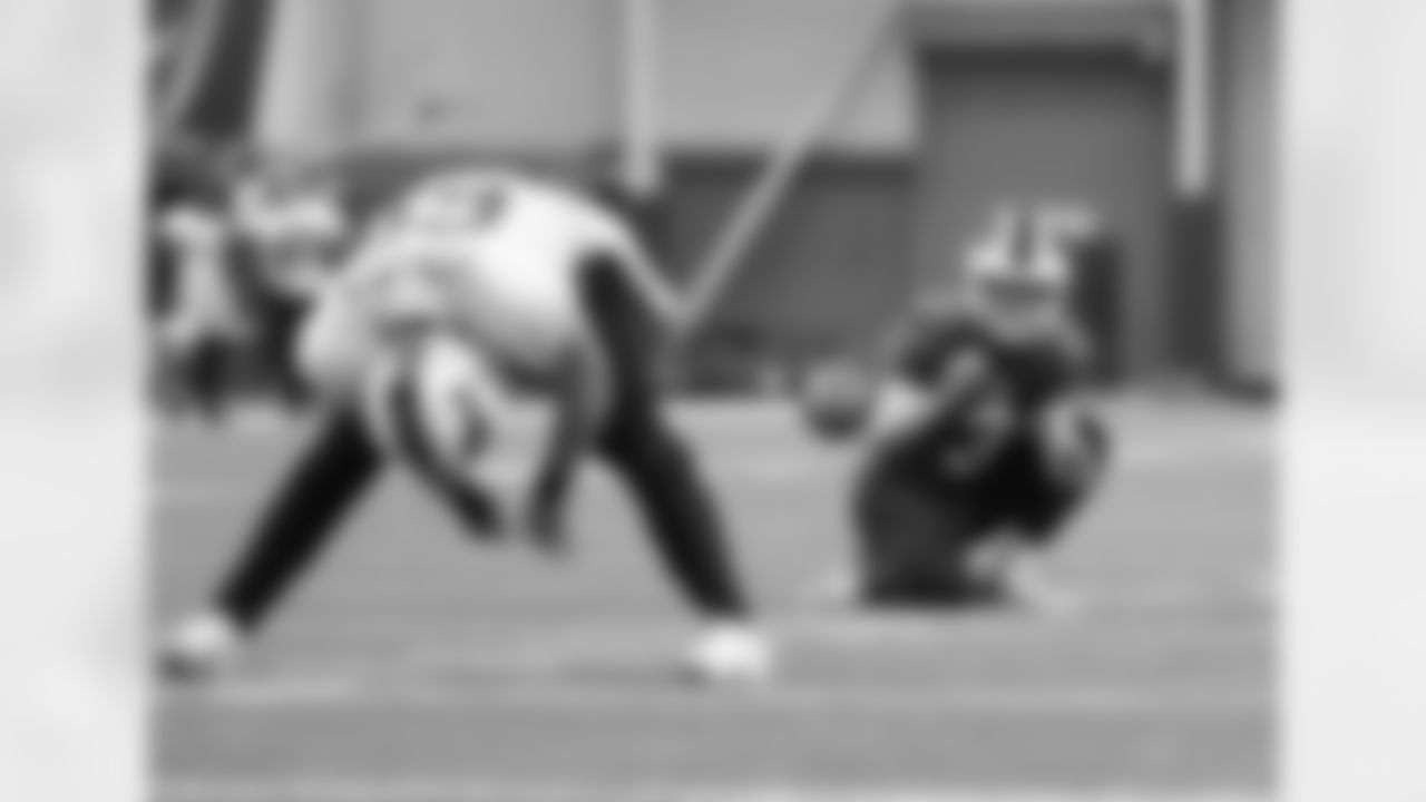 Reid Ferguson (69), Matt Haack (3). Buffalo Bills Week 14 practice, December 9, 2021. Photo by James Acton