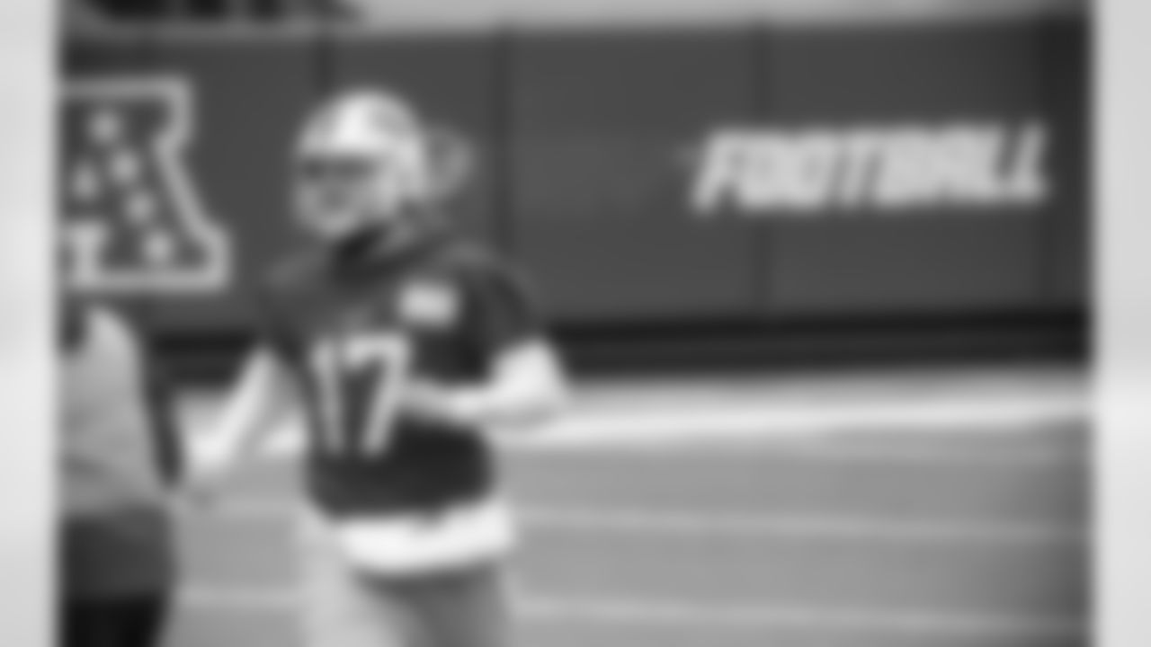 Josh Allen (17). Buffalo Bills Wild Card Playoff practice - Thursday, January 7, 2021. Photo by Bill Wippert