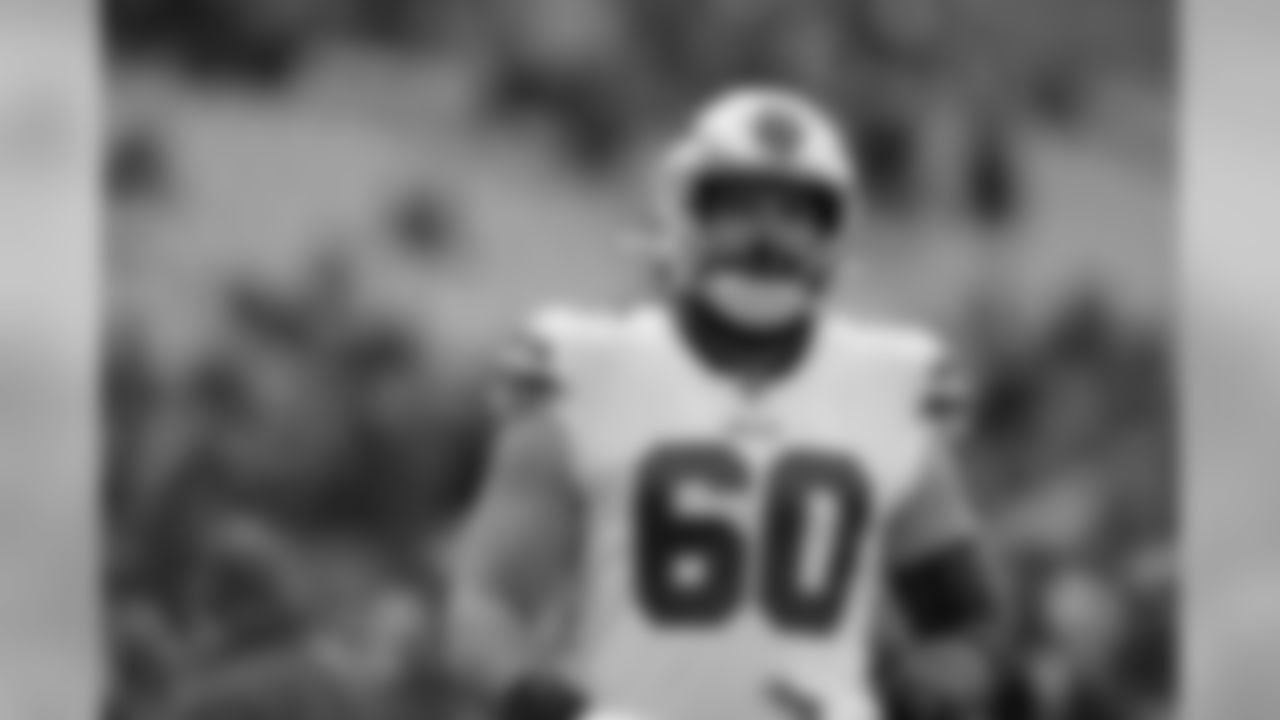 C Mitch Morse
A native of Austin, Texas, Morse has started all 11 games as a Buffalo Bill so far after being signed as a free agent in the offseason.
Morse and his wife Catie make frequent visits to Texas in their free time.
Buffalo Bills vs Cleveland Browns at First Energy Stadium on November 10, 2019. Buffalo Bills center Mitch Morse (60).
Photo by Craig Melvin