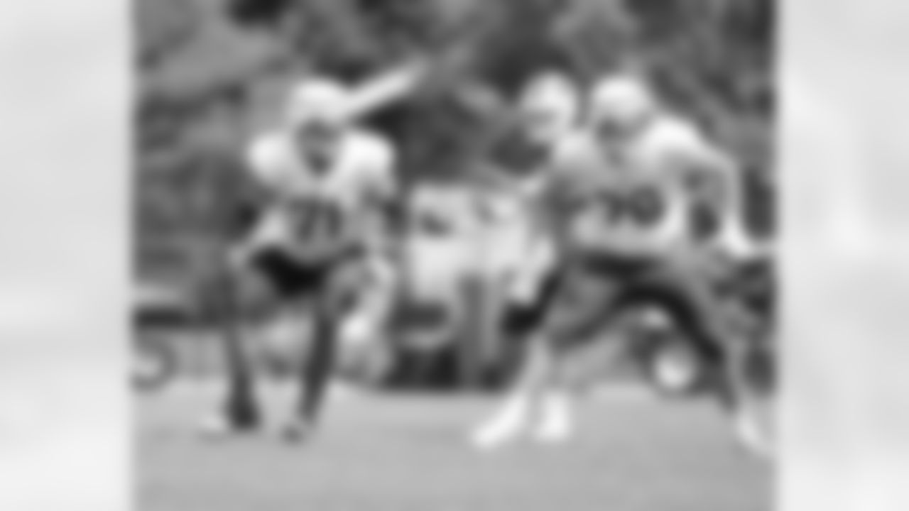 Ryan Bates (71), David Edwards (76). Buffalo Bills Training Camp at St. John Fisher University, August 1, 2023.