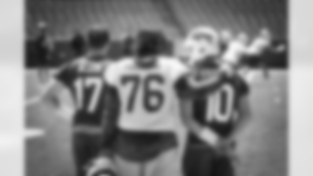 Josh Allen (17), Jon Feliciano (76), and Mitchell Trubisky (10) Buffalo Bills Minicamp at Highmark Stadium, June 16, 2021. Photo by Sara Schmidle