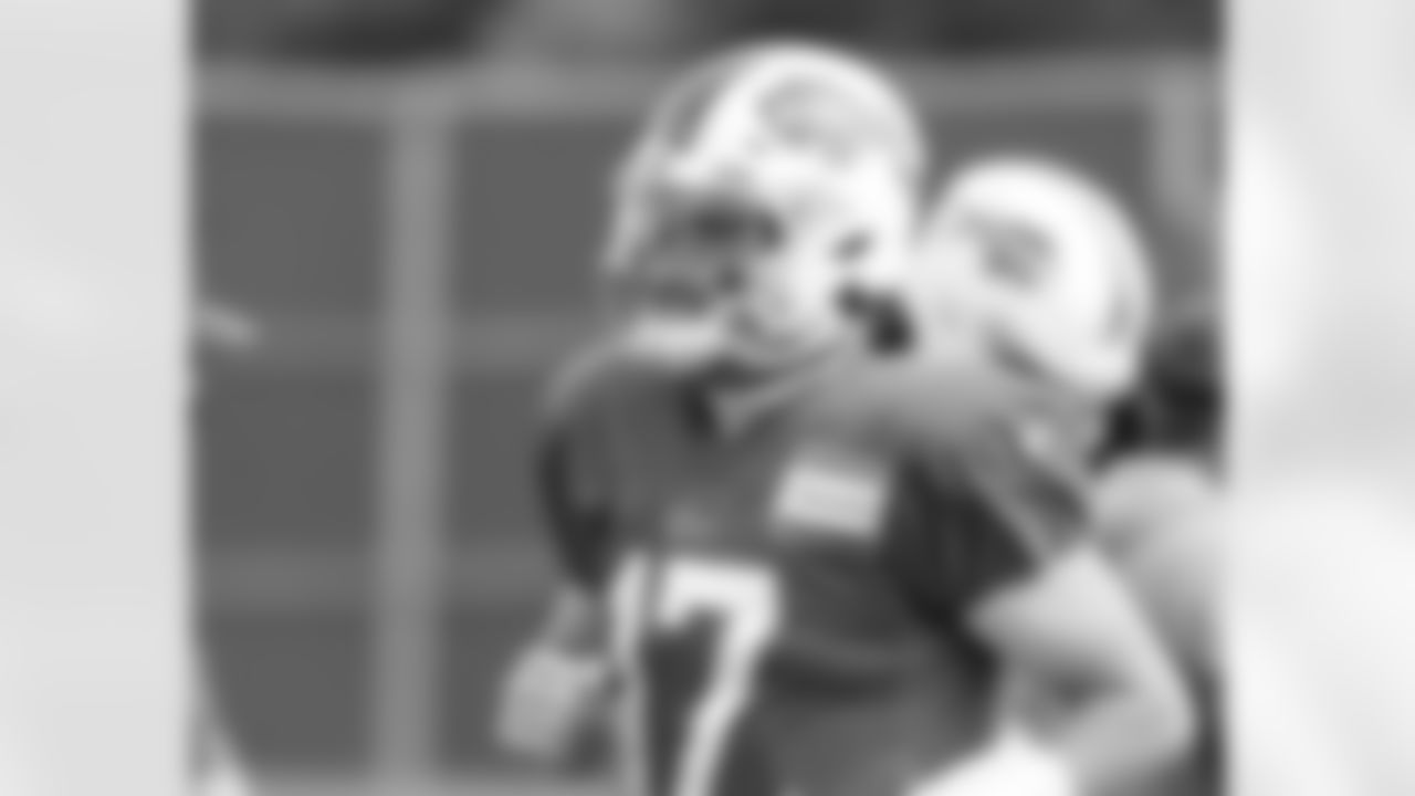 Josh Allen (17) with visor. Buffalo Bills Week 2 practice, September 16, 2020.
Photo by Bill Wippert