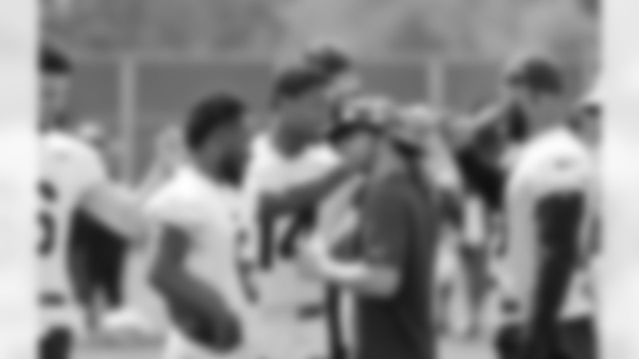Isaiah Hodgins (16), Chad Hall, Isaiah McKenzie (6), Stefon Diggs (14), Jake Kumerow (15), Gabe Davis (13). Buffalo Bills Training Camp, August 29, 2022 at One Bills Drive. Photo by Bill Wippert
