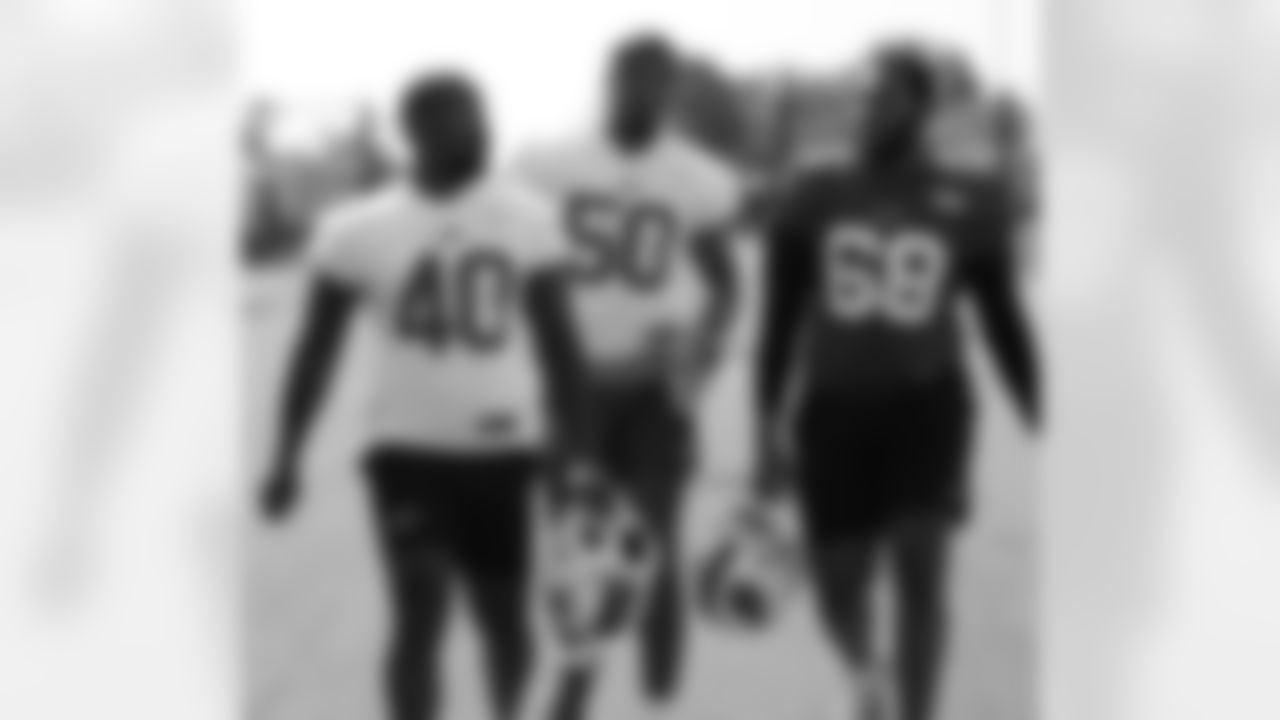 Von Miller (40) Greg Rousseau (50) Bobby Hart (68). Buffalo Bills Week 2 practice, September 17, 2022 at Highmark Stadium.