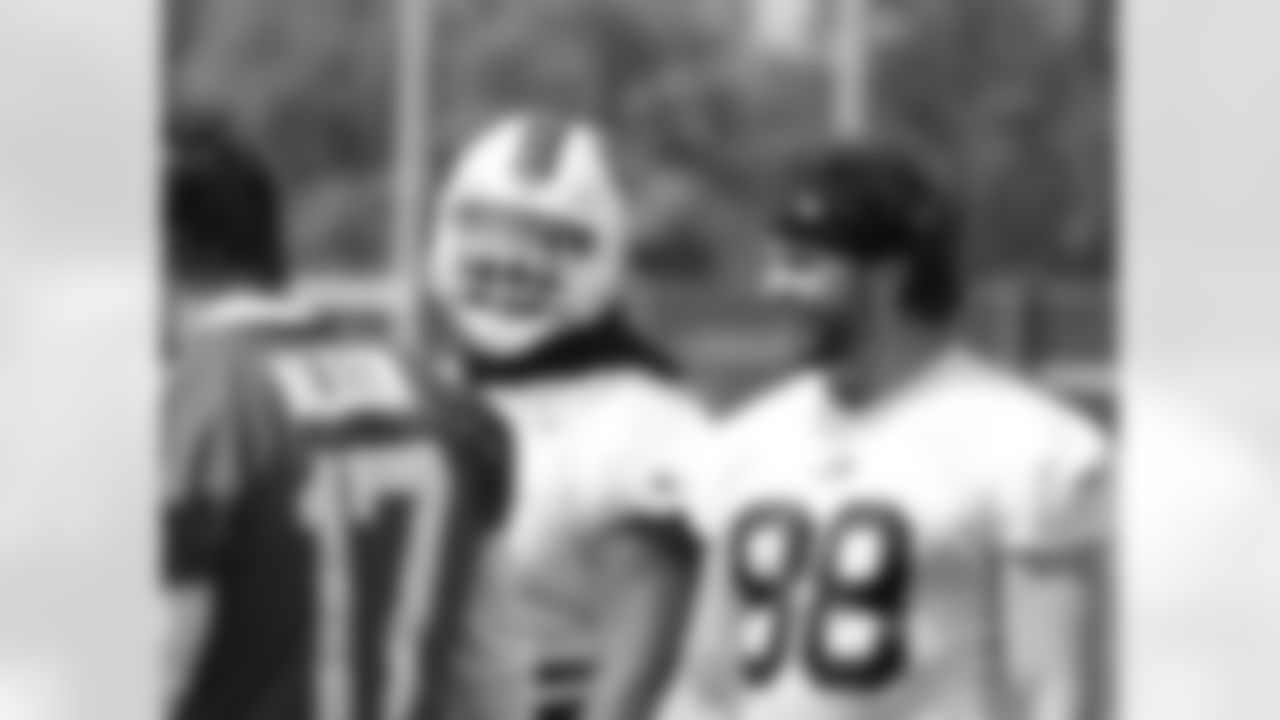 Dion Dawkins (73), Dawson Knox (88). Buffalo Bills Organized Team Activity, May 30, 2023 at One Bills Drive.