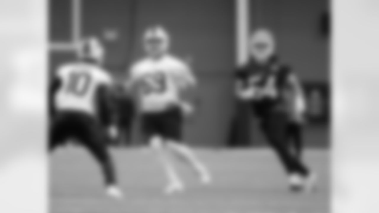 Reid Ferguson (69), Baylon Spector (54). Buffalo Bills Week 12 practice, November 22, 2022 at One Bills Drive.
