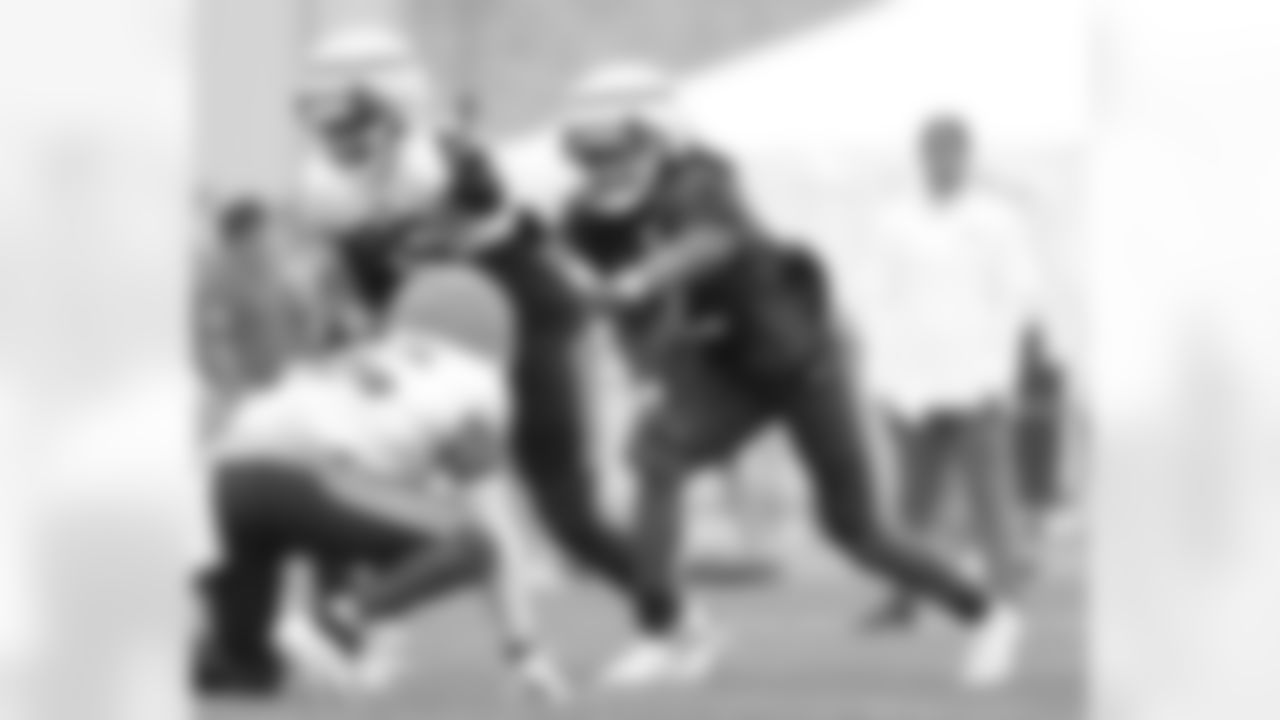 Quintin Morris (85), Dorian Williams (42). Buffalo Bills Training Camp at St. John Fisher University, August 3, 2023.