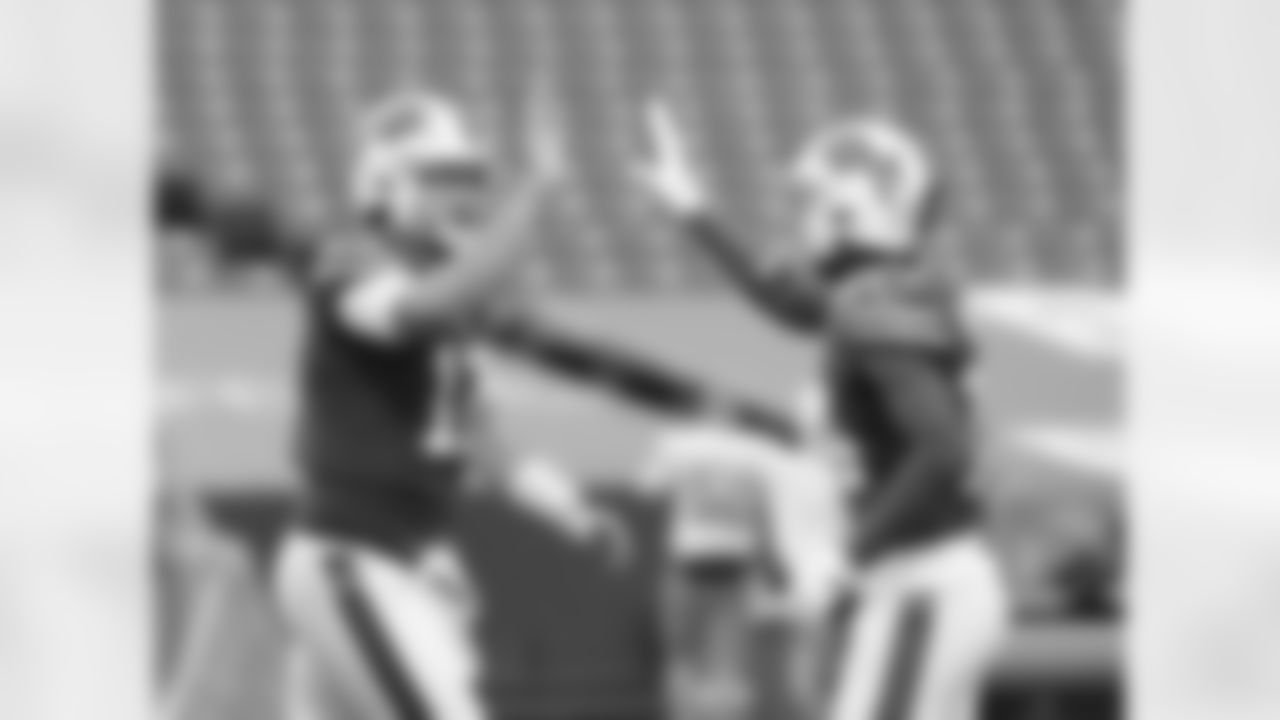 Josh Allen (17) celebrates John Brown touchdown with Stefon Diggs (14). Buffalo Bills vs Miami Dolphins, January 3, 2021 at Bills Stadium.
Photo by Bill Wippert