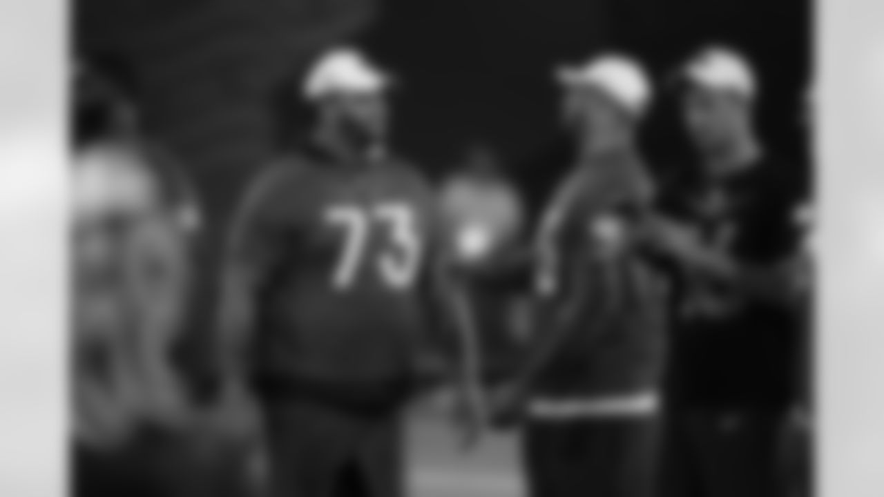 Dion Dawkins (73) and Rodger Saffold (76) during the 2023 Pro Bowl Skills Showdown on Thursday, February 2, 2023 in Henderson, Nevada.