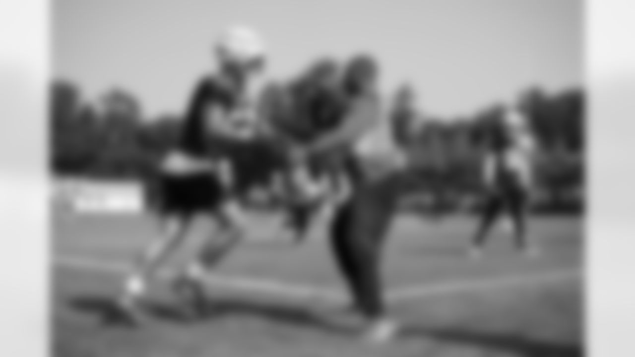 A.J. Epenesa (57), Marcus West. Buffalo Bills Training Camp at St. John Fisher University, July 28, 2023.