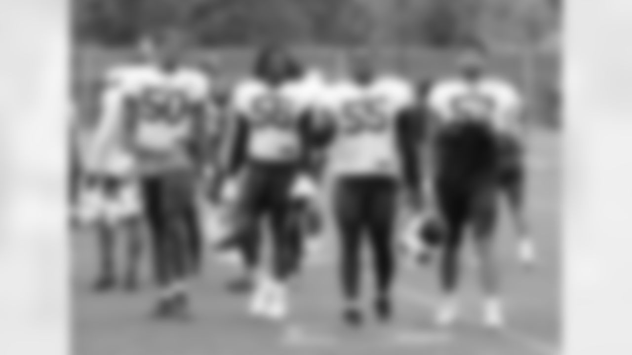 Greg Rousseau (50), Mike Love (56), Boogie Basham (55), A.J. Epenesa (57). Buffalo Bills Week 1 Practice, September 4, 2022 at One Bills Drive. Photo by Bill Wippert