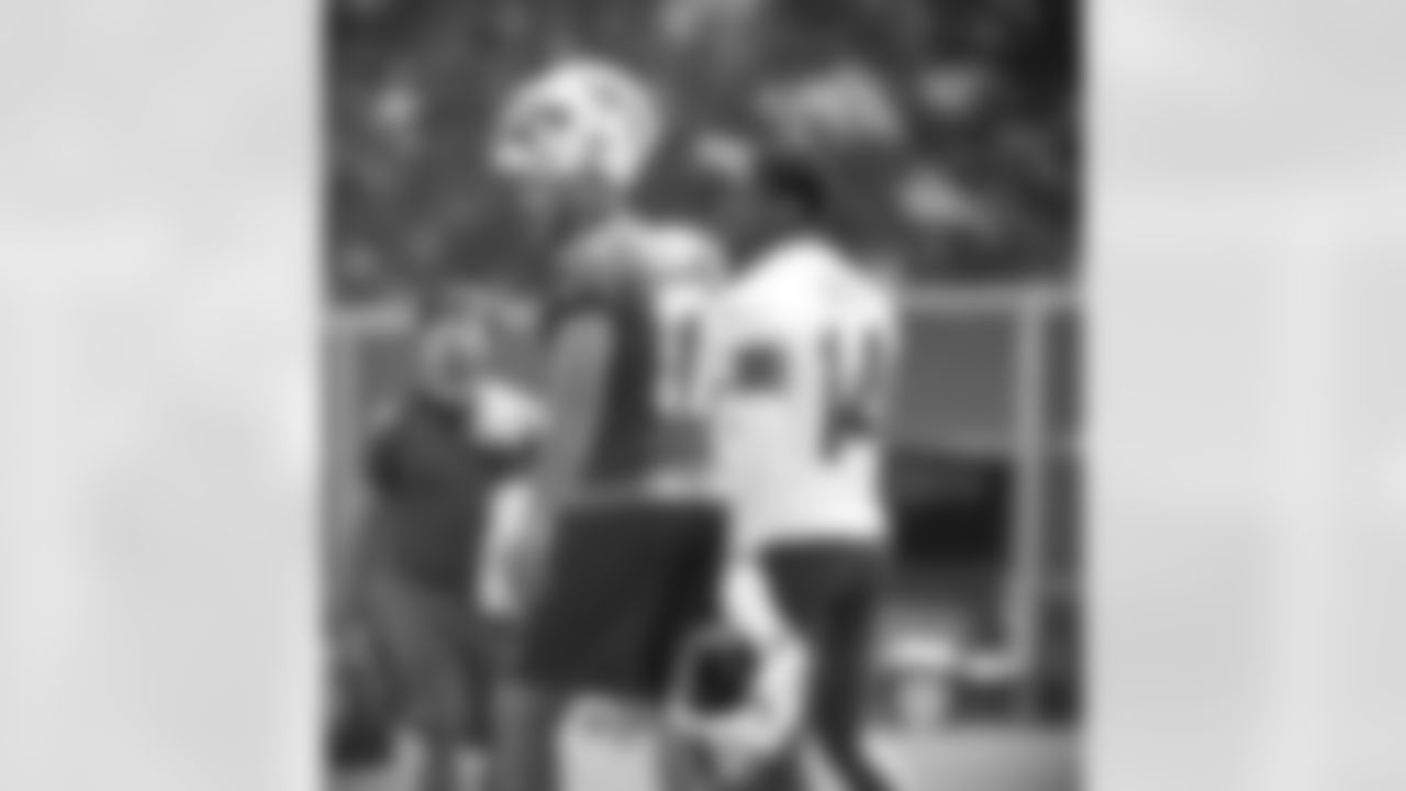 Josh Allen (17), Stefon Diggs (14). Week One of Buffalo Bills OTA's, May 24, 2022. Photo by Bill Wippert