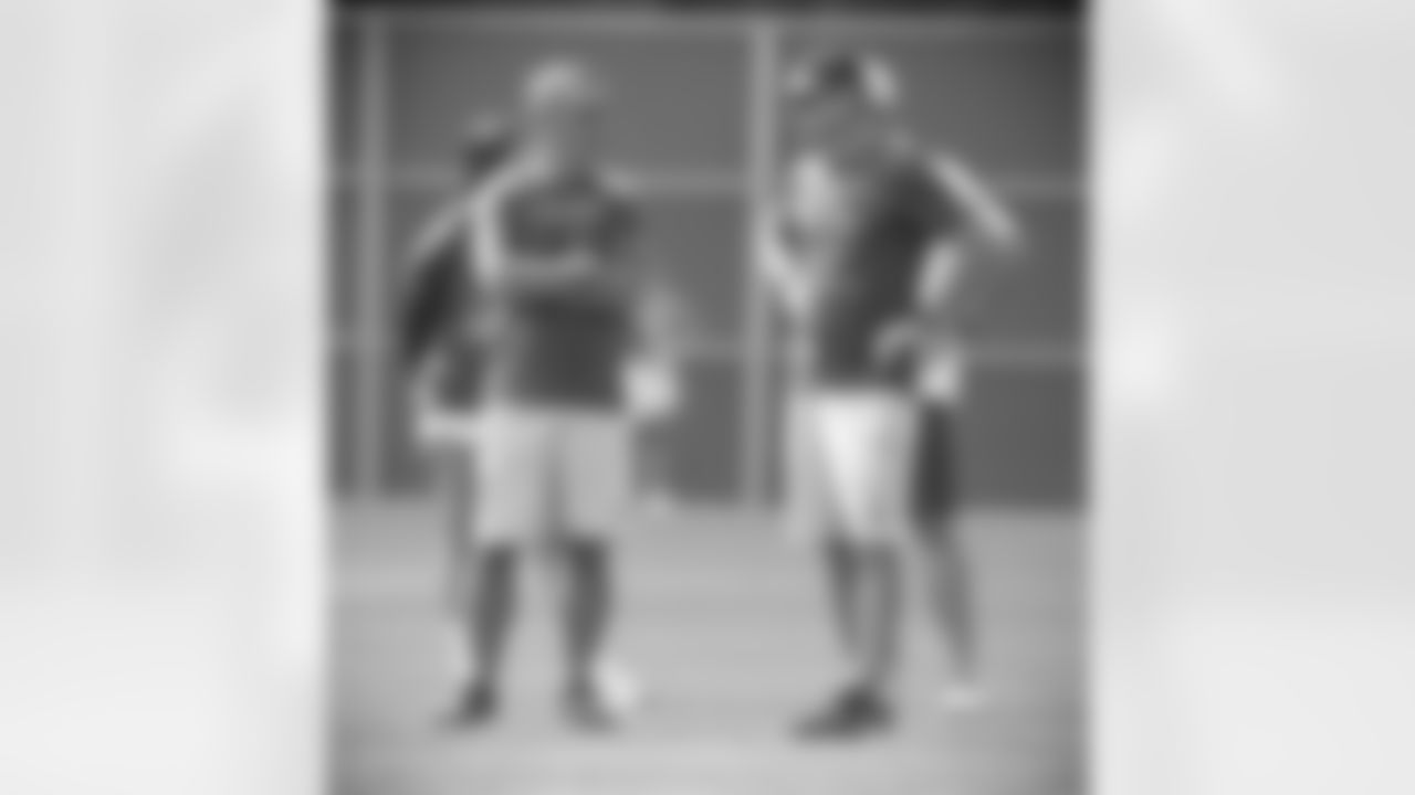 Brandon Beane and Joe Schoene. Buffalo Bills Training Camp. July 28, 2021. Photo by Bill Wippert