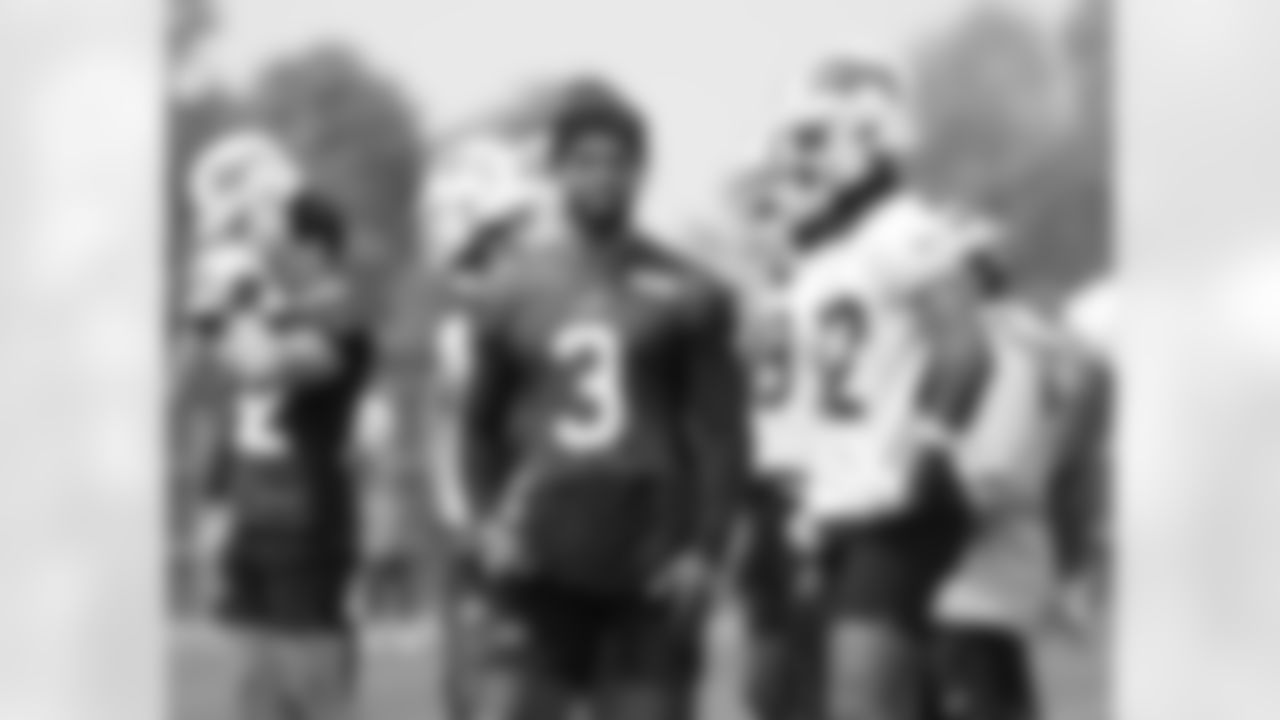 Damar Hamlin (3), Isaiah Coulter (82). Buffalo Bills Organized Team Activity, May 23, 2023 at One Bills Drive.