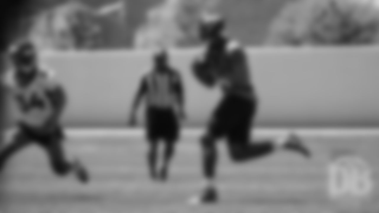 Courtland Sutton runs after a catch during the Broncos' practice on the ninth day of their OTAs on May 31, 2019.