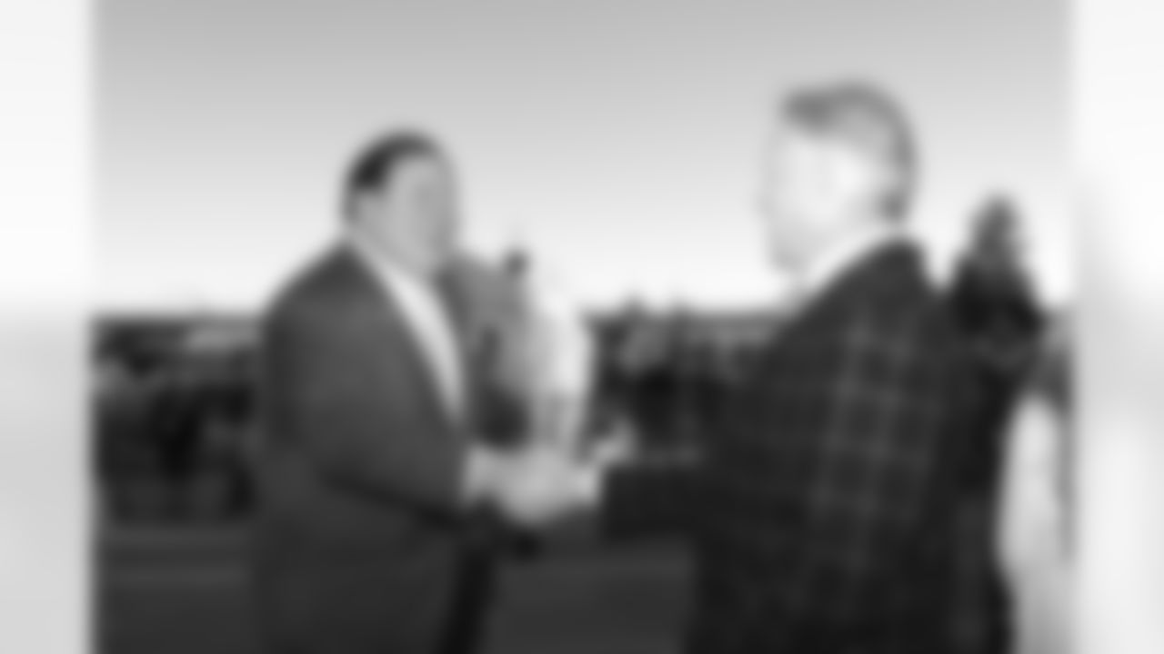 David Baker and John Elway during the Ring of Fame Banquet on Friday, October 15, 2021 at Empower Field at Mile High in Denver, Colorado.
Photo by Gabriel Christus