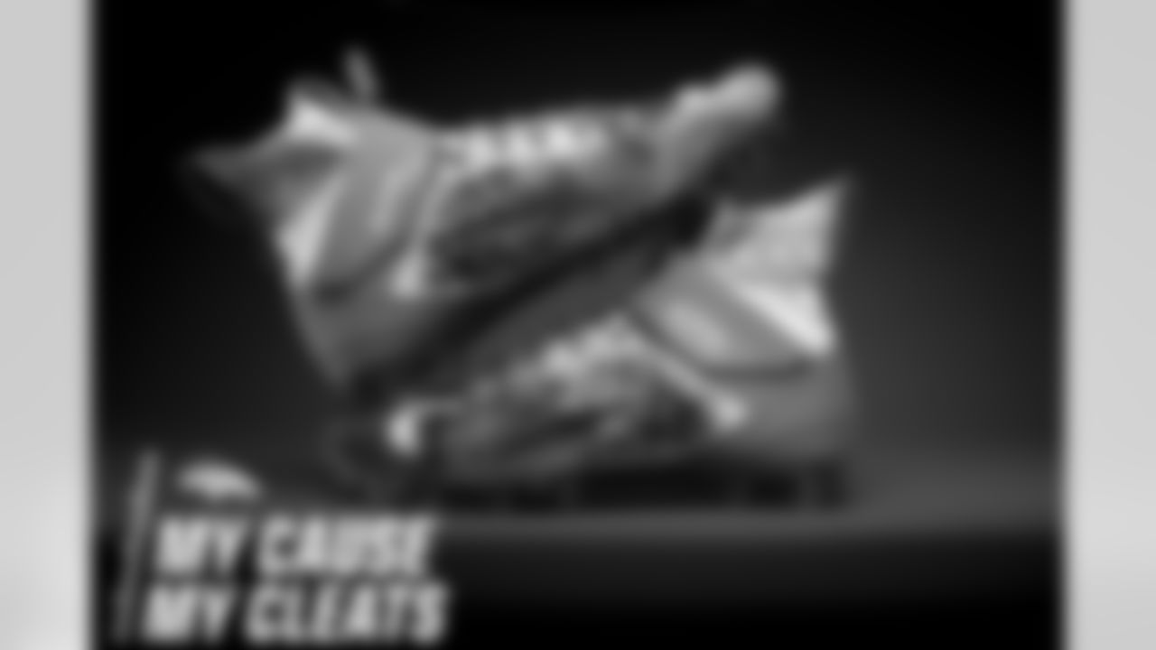Austin Calitro's cleats represent the Susan G. Komen and Stand For Children foundations for the 2020 My Cause My Cleats campaign.
Photo by Gabriel Christus