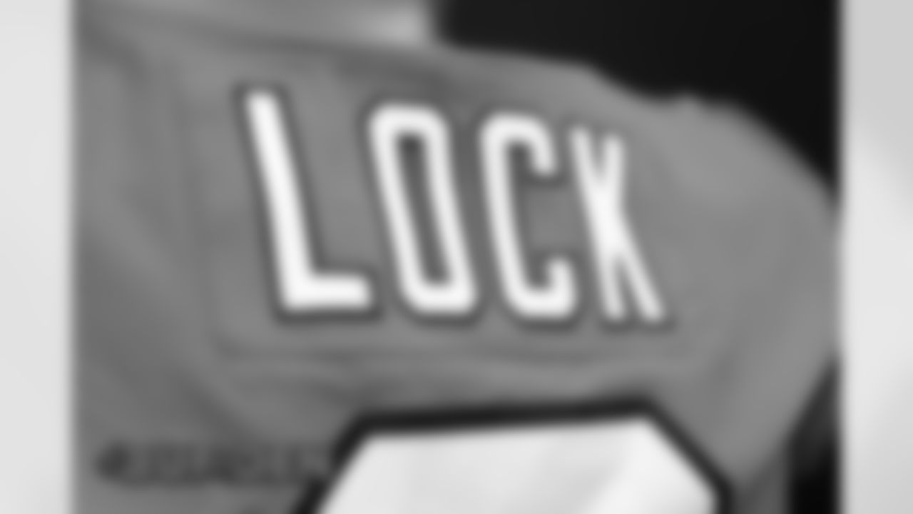 Drew Lock's jersey in the locker room before the Broncos' Week 15 game against the Buffalo Bills at Empower Field at Mile High in Denver, Colorado on December 19, 2020. (Photo by Joe Abdellah)