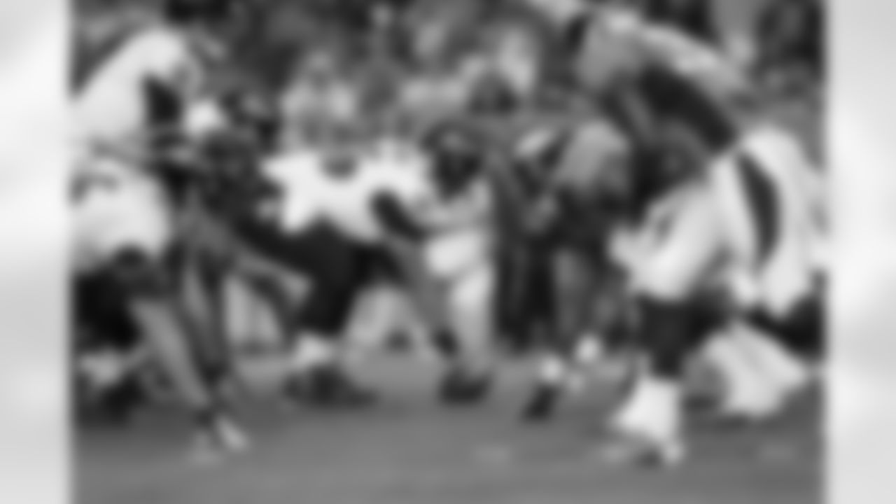 Denver Broncos defensive line during first quarter action against the Baltimore Ravens in the NFL game at Sports Authority Field in Denver, CO on September 5, 2013.
