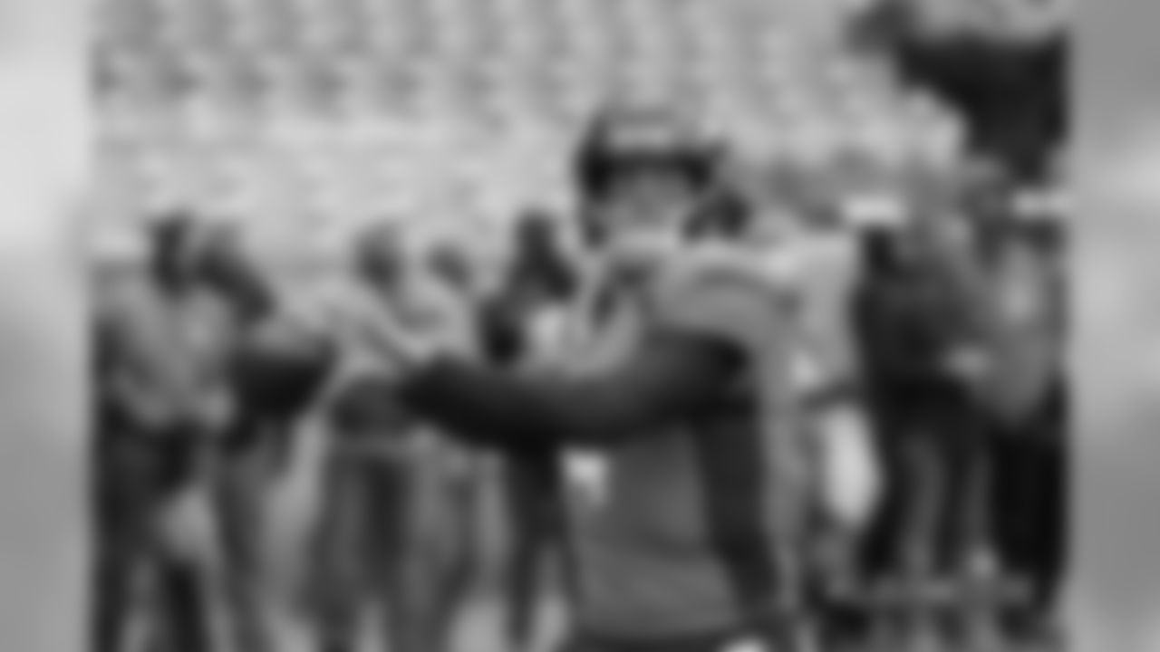 Case Keenum warms up before the Week 6 game against the Los Angeles Rams during the game at Broncos Stadium at Mile High in Denver, Colorado, October 14, 2018.
Photo by Gabriel Christus