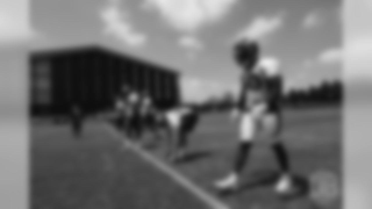 Inside linebacker Keishawn Bierria (40) at practice on the first day of rookie camp on July 25, 2018.