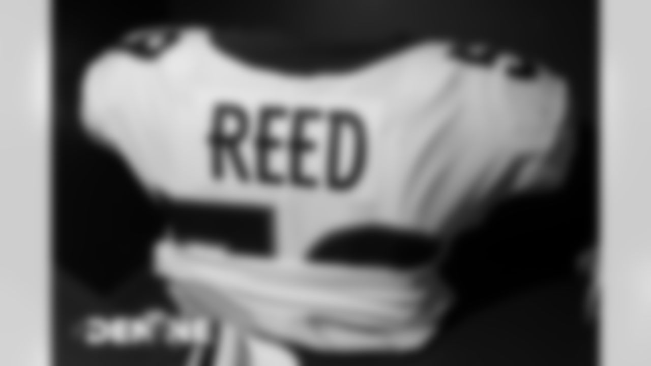 Malik Reed's jersey in the locker room before the Broncos' Week 6 game against the New England Patriots at Gillette Stadium in Foxborough, Massachusetts, on October 18, 2020. (Photo by Ben Swanson)