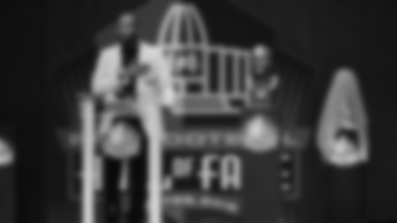 Champ Bailey at the 2019 Pro Football Hall of Fame enshrinement ceremony on August 3, 2019 in downtown Canton, Ohio.