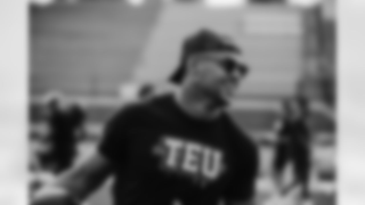 Noah Fant takes part in a workout and training session at Tight End University, a summit organized for NFL tight ends to learn from one another.