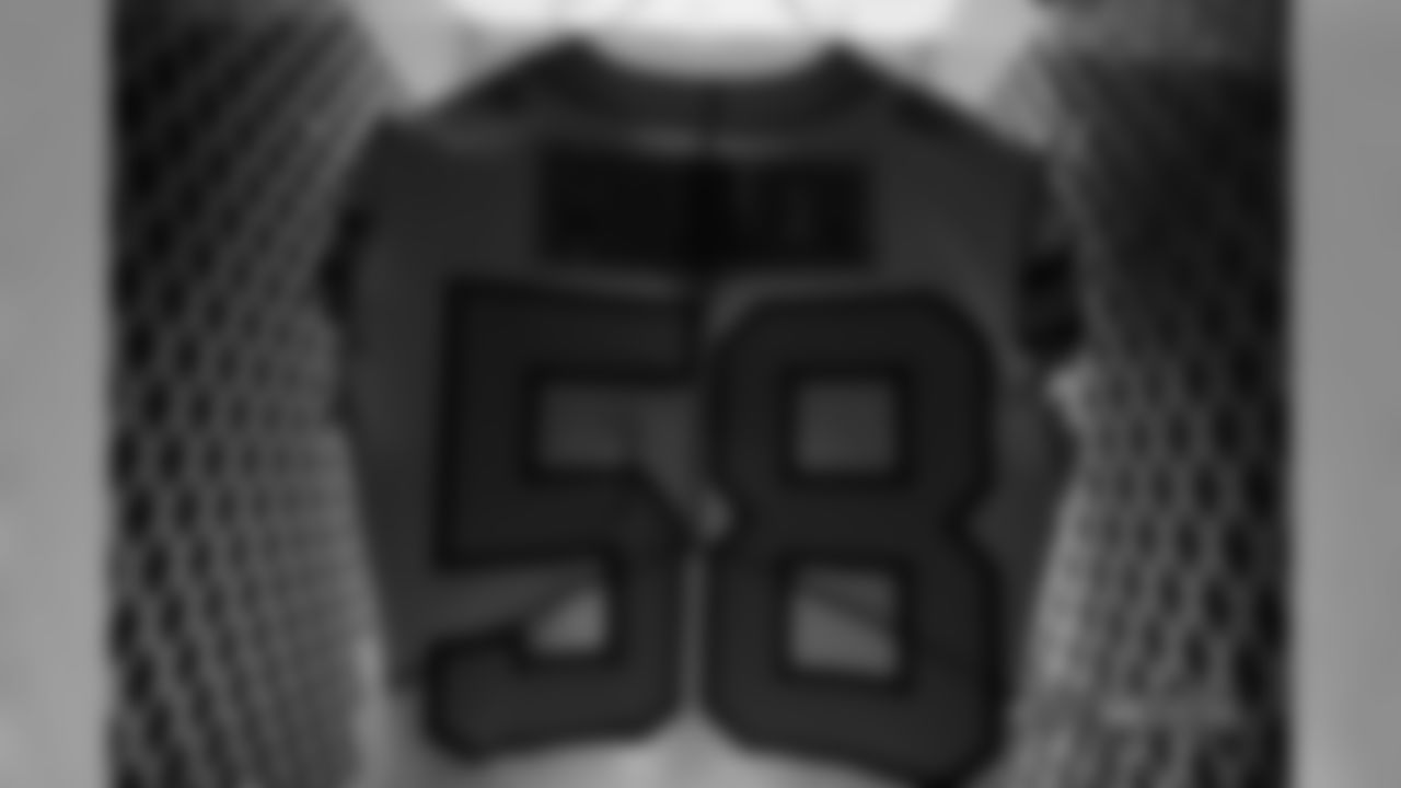 A close-up look at the Broncos' Color Rush jerseys during a photoshoot on November 20, 2018.