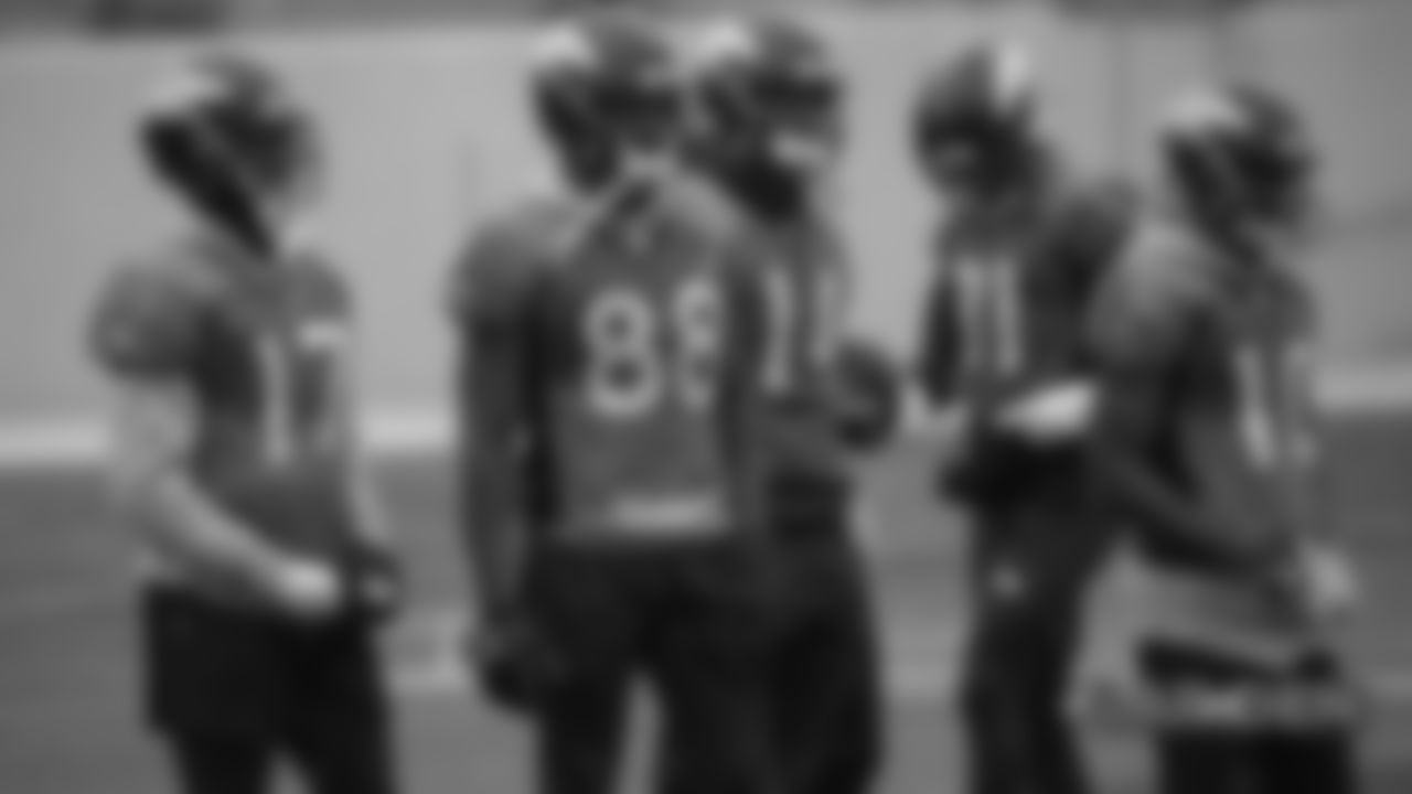 The entire receiving corps Ñ DaeSean Hamilton, Demaryius Thomas, Courtland Sutton, Tim Patrick and Emmanuel Sanders Ñ at practice on October 10, 2018 at UCHealth Training Center.