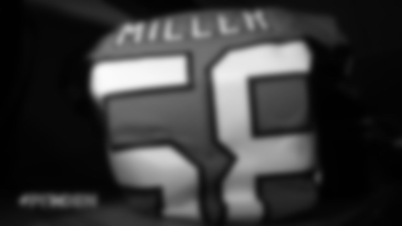 Von Miller's jersey in the locker room pregame before the Broncos' Week 12 game against the Pittsburgh Steelers at Broncos Stadium at Mile High on November 25, 2018.