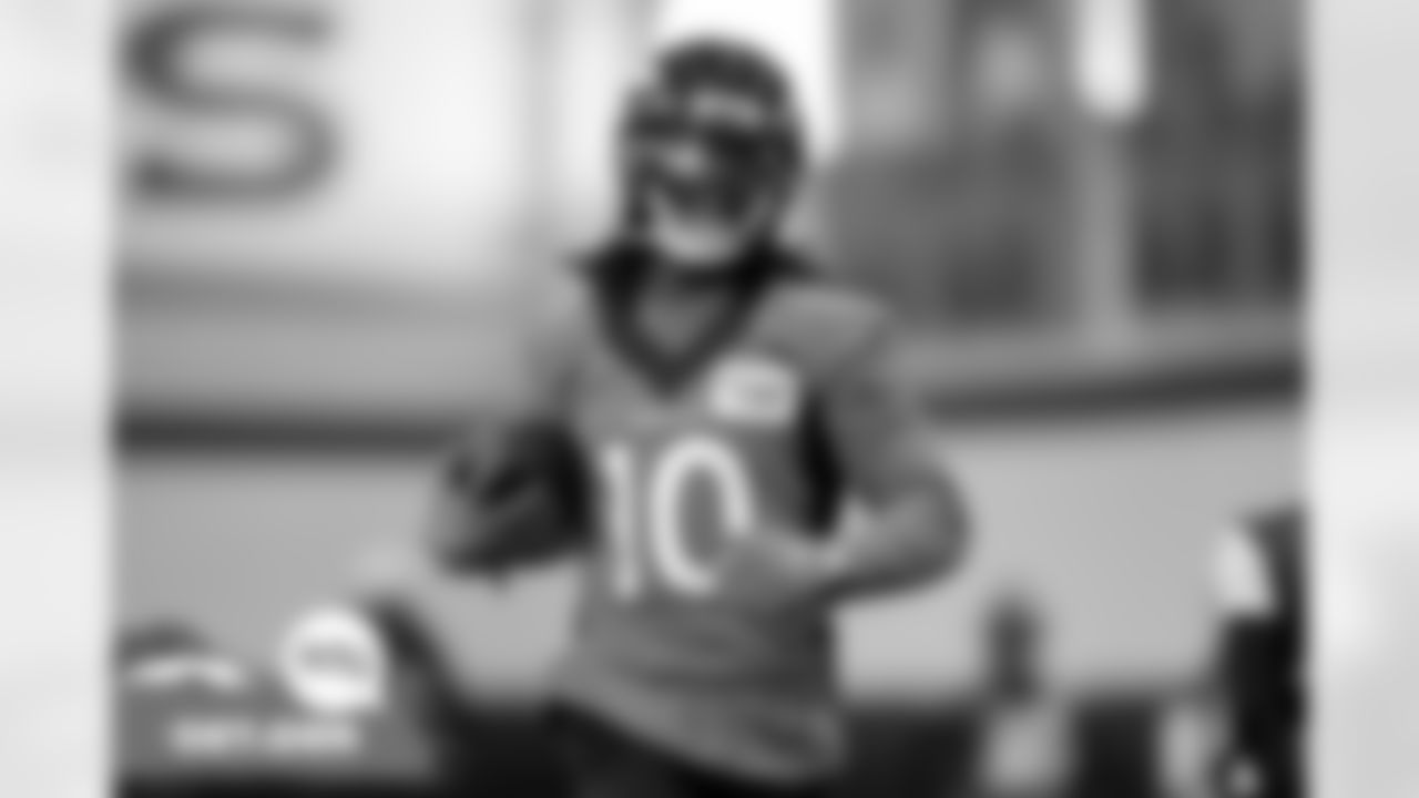 Jerry Jeudy during practice at UCHealth Training Center in Englewood, Colorado on December 10, 2021. (Photo by Ben Swanson)