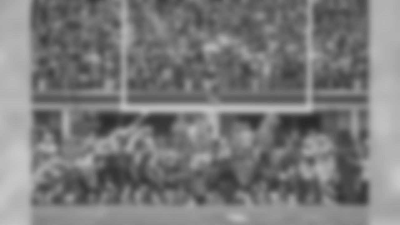 Denver Broncos kicker Matt Prater (5) kicks the game winning field goal during an NFL football game against the Dallas Cowboys on Sunday, October 6, 2013, at AT&T Stadium in Arlington, Texas. The Broncos defeated the Cowboys, 51-48. (AP Photo/James D. Smith)