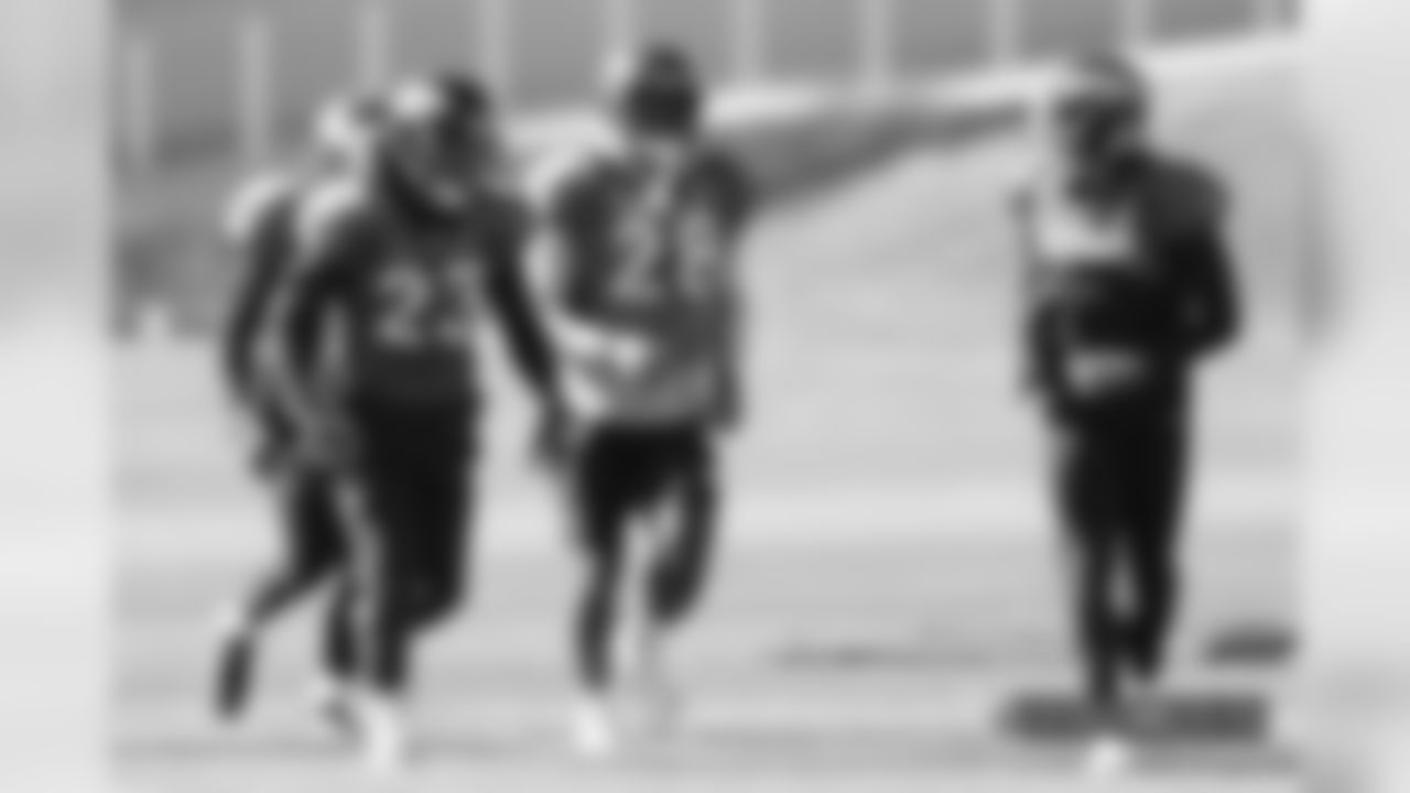 Devontae Booker, Royce Freeman and Phillip Lindsay during practice at UCHealth Training Center on November 1, 2018.
Photo by Gabriel Christus