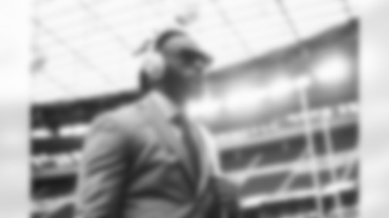 Baron Browning during player arrivals before the Broncos' Week 4 game against the Las Vegas Raiders at Allegiant Stadium in Las Vegas, Nevada on October 2, 2022. (Photo by Ben Swanson)