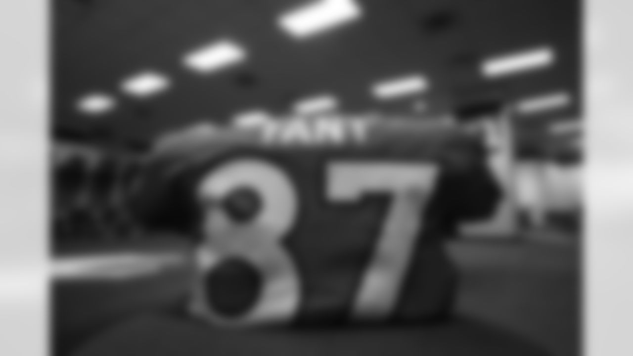 Noah FantÕs jersey ahead of the Broncos Week 14 game vs. the Lions at Empower Field at Mile High on December 12, 2021.