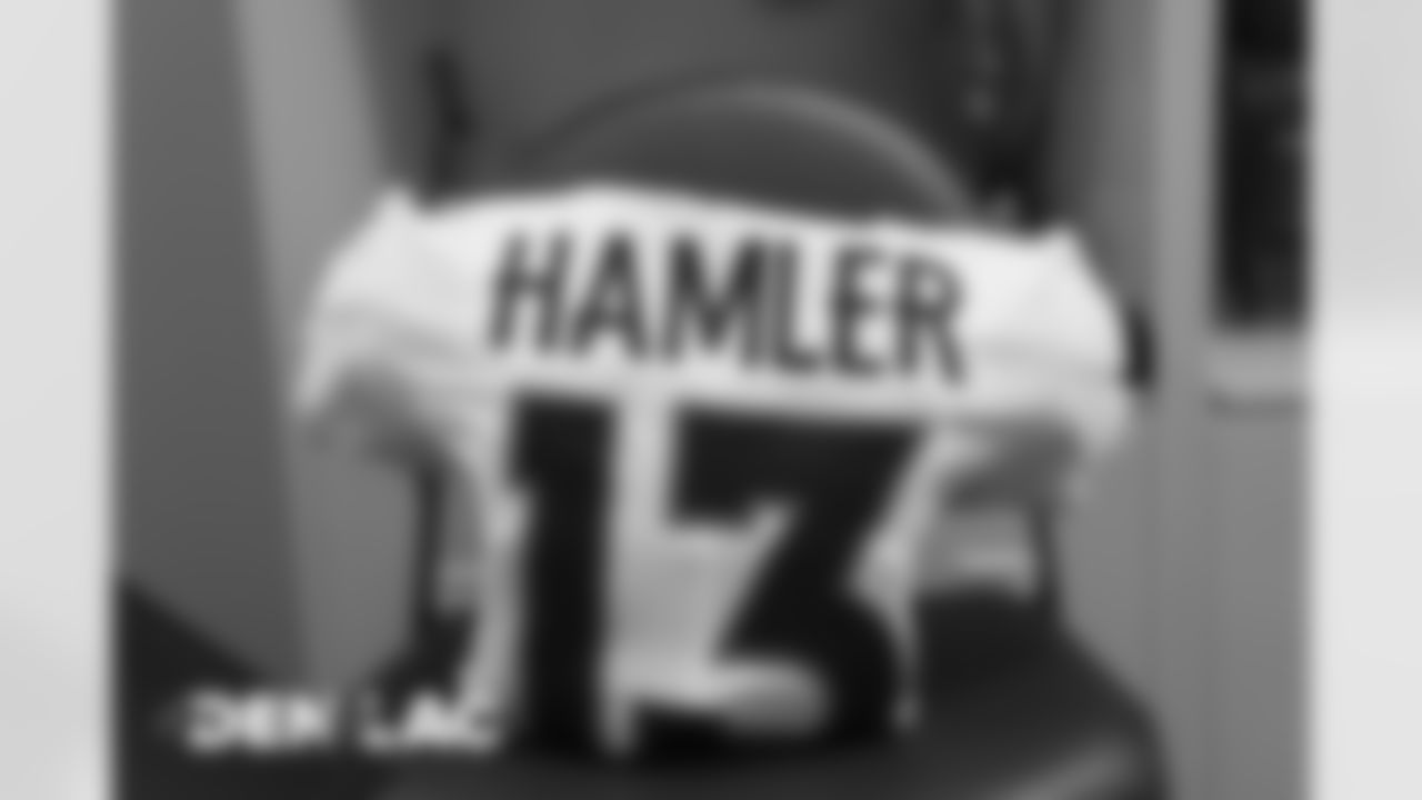 KJ Hamler's jersey in the locker room before the Broncos' Week 16 game against the Los Angeles Chargers at SoFi Stadium in Inglewood, California. (Photo by Gabriel Christus)