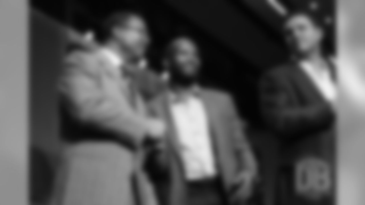 Steve Atwater and Champ Bailey at the Pro Football Hall of Fame's Merlin Olsen Luncheon in Atlanta on February 1, 2019.