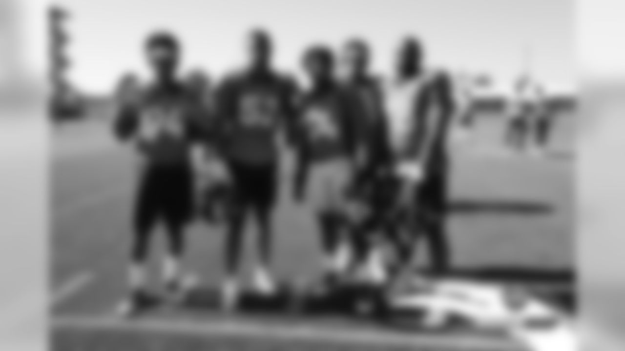 Ahmad Gooden, Justin Hollins, Josh Watson, Dre'Mont Jones, Deyon Sizer during Training Camp at UCHealth Training Center in Centennial, Colorado, July 19, 2019.
Photo by Gabriel Christus