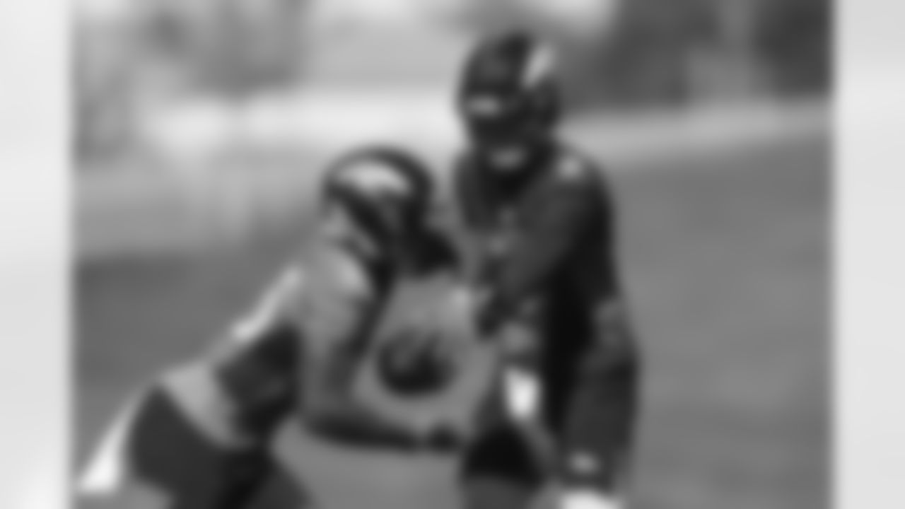 Drew Lock at the Broncos' OTA practice.