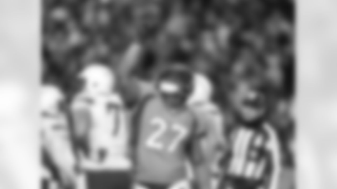 Knowshon Moreno celebrates after scoring the deciding touchdown of the Broncos' 24-17 win over the Chargers in the 2013 AFC Divisional Round playoffs.