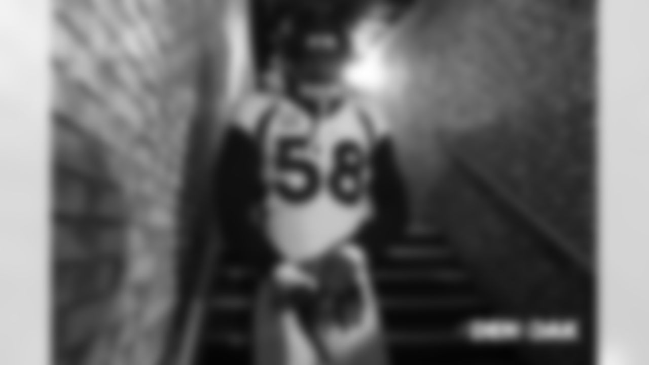 Von Miller walks to the field pregame before the Broncos' Week 16 game against the Oakland Raiders on December 24, 2018.
Photo by Ric Tapia