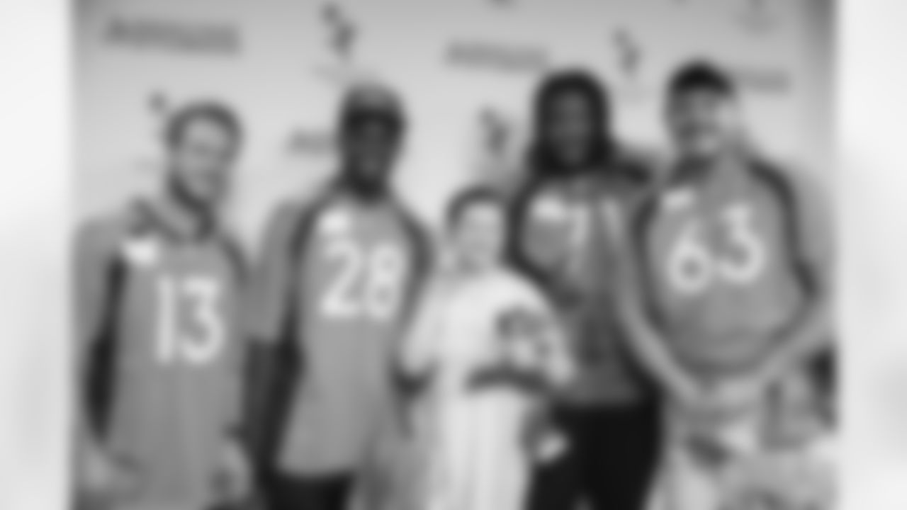 Taylor Grimes, Art Green, Demontrey Jacobs and Alex Palczewski during a rookie visit on Tuesday, June 20, 2023 at Children's Hospital Colorado in Aurora, Colorado.
Photo by Gabriel Christus / Denver Broncos