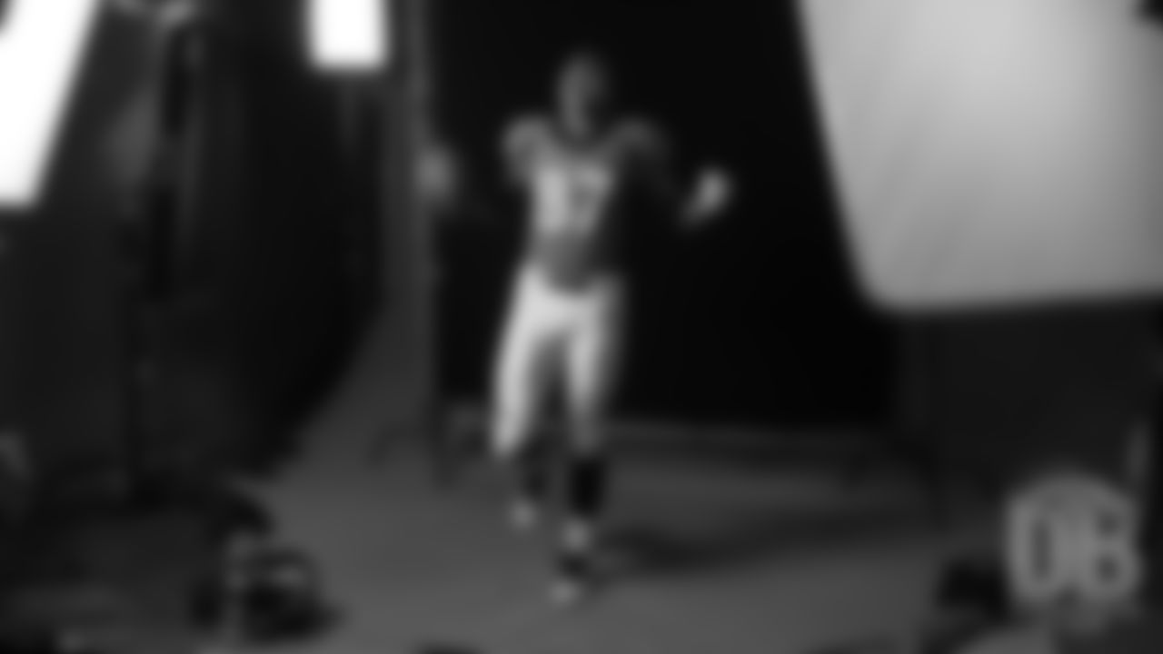 Noah Fant during the Broncos' media day for players to record video and photo shoots for broadcast networks and local media on June 4, 2019.